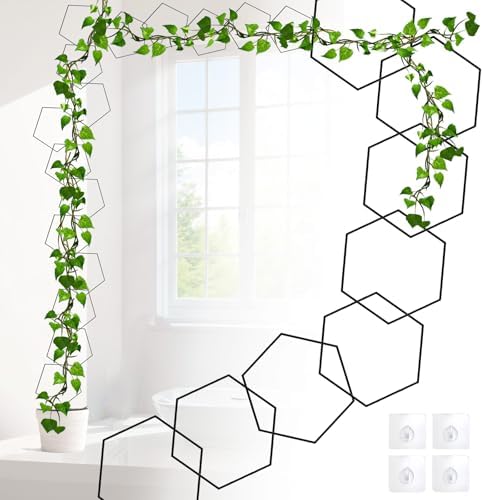 20pcs Chain Trellis for Climbing Plants Indoor, Metal Hexagonal Wall Plant Support Accessories for Vine Growth, Ivy, Pothos Live Plant Climber by yinjupu