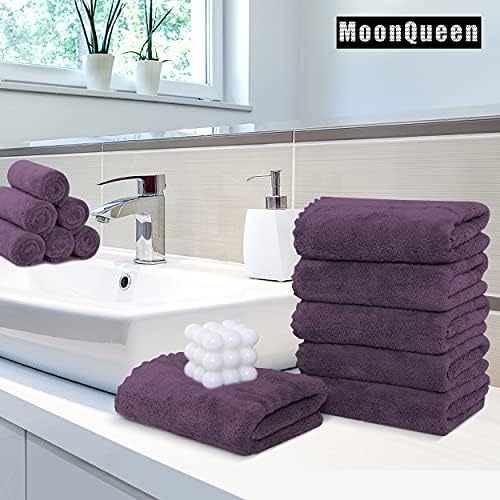 MOONQUEEN 18 Pack Premium Hand Towels - Quick Drying - Microfiber Coral Velvet Highly Absorbent Towels - Multipurpose Use as Hotel, Bathroom, Shower, Spa, Hand Towel 16 x 28 inches (Plum) - Image 2
