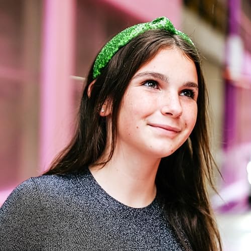 FROG SAC St. Patrick's Day Knot Headband for Girls, Green Sequin Knotted Hair Band Accessories for Kids, Sparkly Iridescent Little Girl Headbands for Children, Cute Sparkle Head Band - Image 6