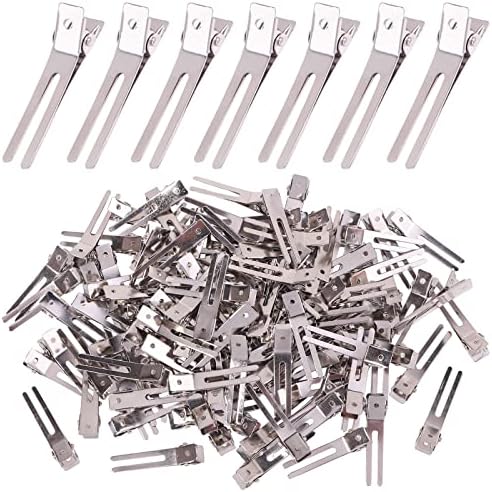 120pcs Double Prong Curl Clips, Metal Hairpins for Hair Styling and Bows, Salon-Grade Hair Clips for Curling (Silver) by choicbaby