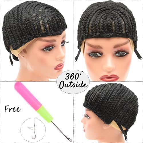 Crochet Wig Cap Breathable Braided Cornrow Cap with Adjustable Band Strap for Easier Sew in Hair Weave Glueless Crochet Net Cap with Combs for Making Braid Hair Wig Large Size(crochet cap,1pc) - Image 2