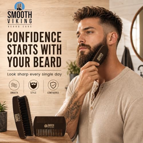 Smooth Viking - Beard Brush for Men Beard Kit for Men, Natural Boar Bristle - Image 3