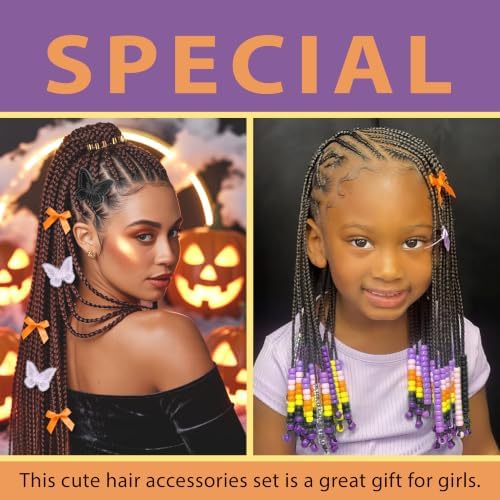 100pcs Hair Beads for Braids Halloween Small Hair Bows Lace Embroidery Butterfly Hair Clips Loc Dreadlock Hair Beads Y2K Hair Accessories for Women Girls - Image 2