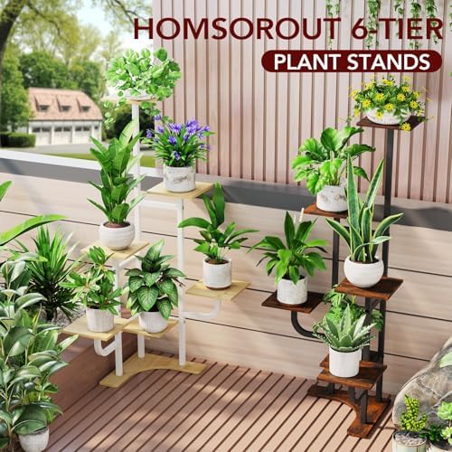 Corner Plant Stand with Grow Light - 6 Tier Plant Stand Indoor Square Metal Plant Shelf with Adjustable Light, Plant Organizer for Living Room, Graden, Home Decor, Brown - Image 6