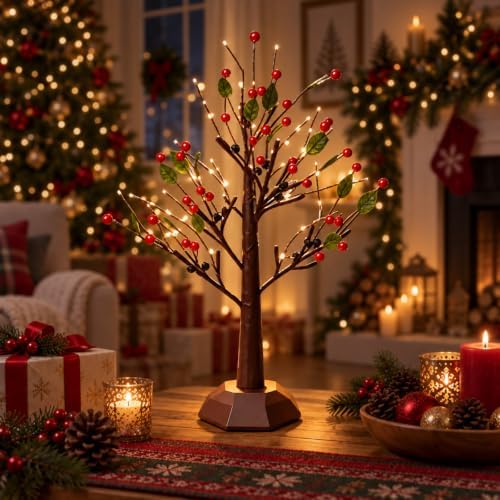 Tabletop Berry Bush,Bonsai Tree Decorative Led Lights - Image 2