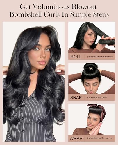 YOSHUYUKI Classic Heatless Curls Overnight Rods No Heat Hair Curlers Curling Iron Jumbo Flexi Rods Large Foam Hair Rollers for Long Hair to Sleep in with Satin Scarf Styling Tools Black - Image 2