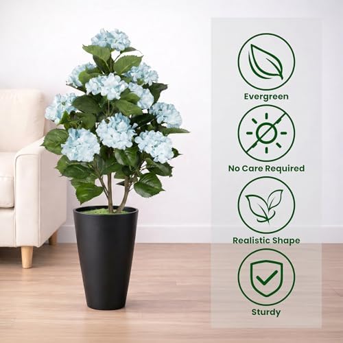 2Pack 3FT Artificial Hydrangea Trees with Spikes – Realistic Hydrangea Artificial Flowers for Outdoor & Indoor Décor, Perfect Faux Hydrangea Flowers Tree for Home, Patio & Garden, Blue - Image 4