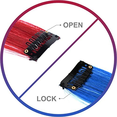 Red and Blue Hair Extensions Clip in Colored Hairpieces Gift 10 PCS - Image 5