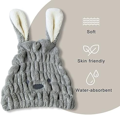 Hair Towel Wrap for Kids, Bunny Toddler Dry Head Cap Absorbent Quick - Image 4