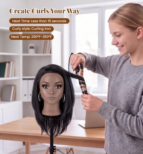 20" Human Hair Mannequin Head for Braiding, Cutting and Makeup Practice - Image 5