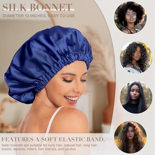 Edoneery Satin Bonnet for Sleeping Women, Double Layer Curly Hair Cap - Image 3