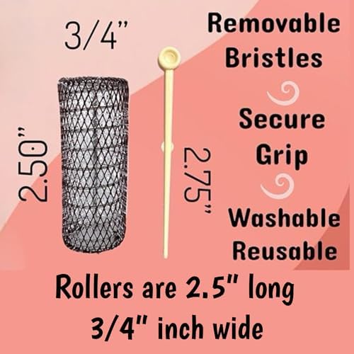 ALAZCO 14 pc Vintage Style Hair Roller Medium BRUSH ROLLERS & PINS Mesh Hair Curlers With Bristles 2.5"x 3/4", with Flexible Locking Pins - Image 5