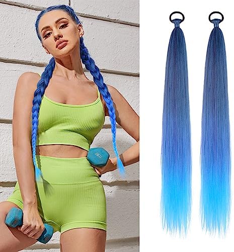 LyoRuSi Blue Gradient Braid Ponytail Extension 26'' Braid Hair Extensions by LyoRuSi