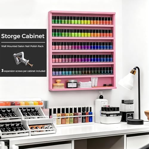Wood Nail Polish Rack, 6 Tiers Nail Polish Organizer (Pink, 2 Packs) - Image 4