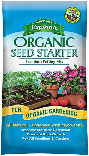 Espoma Organic Seed Starter Premium Potting Soil Mix - All Natural & Organic Seed Starting Mix with Mycorrhizae. for Organic Gardening, 16 qt, Pack of 2 by Espoma