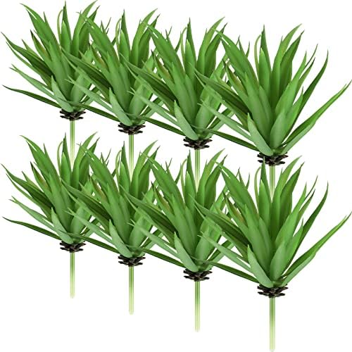 8 Pcs Artificial Succulents Unpotted Outdoor Agave Plants, Green by Jutom