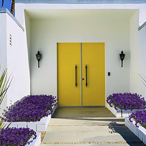 LikSoor 21 Bundles Artificial Outdoor UV Resistant Flowers No Fade Fake Outside Flowers Plastic Greenery Faux Shrubs Garden Porch Window Box Home Decoration(Purple) - Image 3