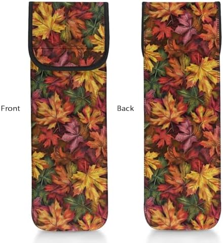 ZOUTAIRONG Maple Leaves Iron Holder Heat Resistant Travel Curling Iron Bag Flat Iron Case Heat Resistant Travel Bag Hot Tools Travel Bag with Two Pocket Flat Iron Case Holder with Thermal Liner - Image 5