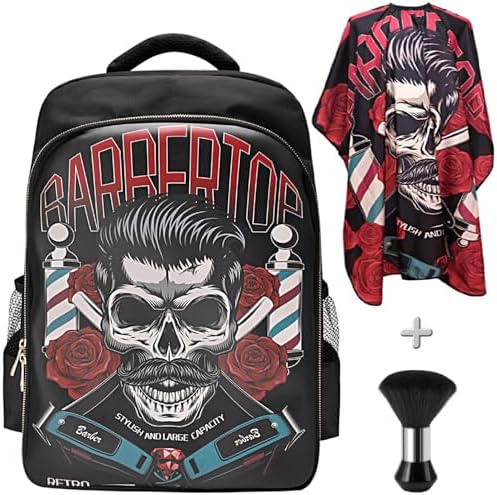 Barber Supplies Clippers Backpack for Hairdresser, with Barber Cape & Barber Brush, Large Travel Bag Zipper, Water Proof Barber Accessories of Professional Hair Cutting Tools Backpack by Focusonhairproducts