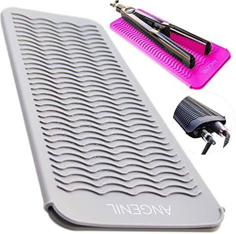 ANGENIL Professional Silicone Heat Resistant Mat Pouch for Hair Straightener, Curling Iron and Flat Iron, Portable Travel Mat and Cover for Hair Styling Tools, Grey by ANGENIL