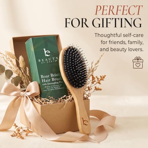 Boar Bristle Hair Brush - Smoothes & Detangles All Hair Types - Image 6
