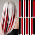 Colored Hair Extensions Clip in Red and Black Hairpiece 14 PCS by LADYAMZ