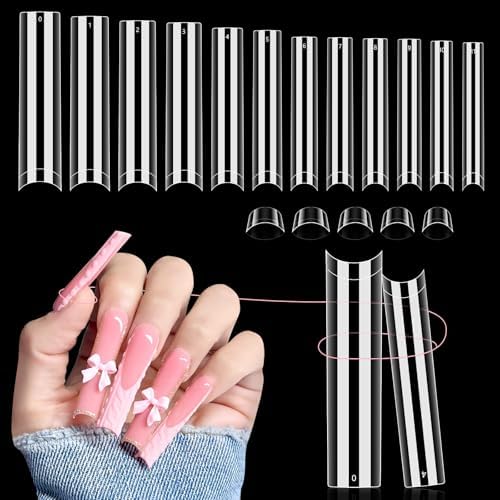 LIONVISON 3XL Square Nail Tips: 504 PCS No C Curve Clear Nails Tips by WelcometovisitLIONVISON