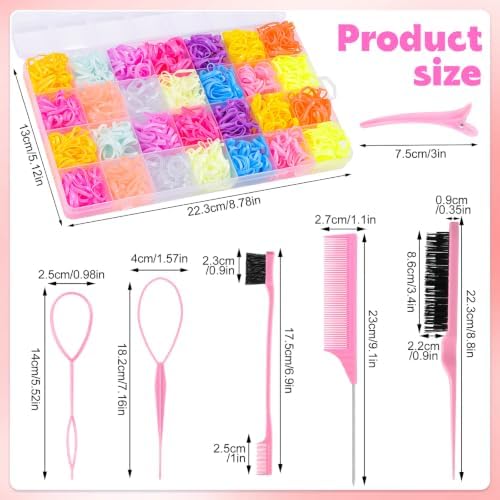 Rubber Bands for Hair with 8 Styling Tools 28 Grid Pastel Hair Elastics Set with Storage Box for Braids Ponytails Toddlers Women Styling and Crafts - Image 2
