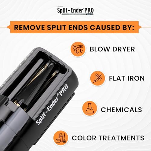 Split-Ender PRO - Original Professional Beauty Tool - Cordless Split End Hair Trimmer for Damaged, Dry, Brittle, Frizzy, Curly or Straight Hair (Black, Professional Kit) - Image 4