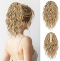 Flufymooz Ponytail Extension, 12" Short Claw Ponytail Extension Wavy Curly Jaw Clip in Pony tails Hair Extension Natural Synthetic Hairpiece for Women (Golden Blonde with Highlights) by Flufymooz