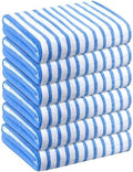 JML Microfiber Beach Towels, 6 Pack, 30" x 60", Stripe Blue and White by JML