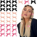 30PCS Bow Hair Clips 3 Colors Mini Hair Bows Kawaii Hair Ribbon Clips Black Pink Satin Bow Hair Accessories for Women Girls by YAEISM