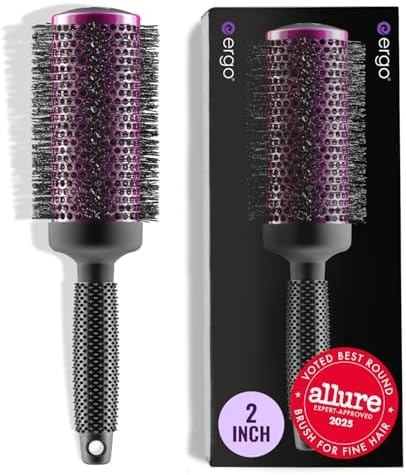 ERGO Super Gentle Round Brush for Blow Out - Salon Quality Hair Styling for Women - Roller for Wet and Dry Hair - Volumizing Care Blowout - ERG53: 2" by ergo