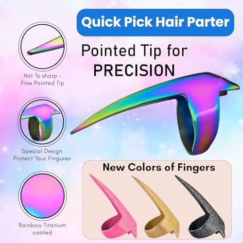 Hair Parting & Sectioning Ring - Stainless Steel Finger Braiding Hair Pick Tools Quick Installation of Human Hair Extensions Hair Styling Tools (Multi) - Image 6