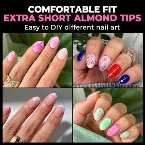 UNA GELLA Extra Short Almond Nail Tips 216Pcs X-Soft Gel Press on Nails - Image 2