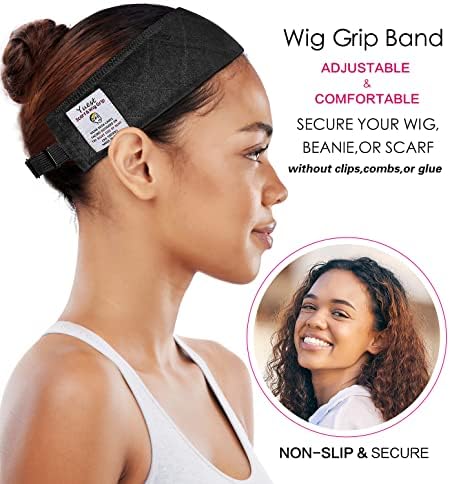 Velvet Non-Slip Wig Grip Headband for Keeping Women's Lace Front Wigs Secured - Adjustable 2 Pack, Black - Image 6