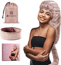 Bonnet Hair Dryer Attachment - Bonnet Hood Dryer with Headband that Reduces Heat Around Ears and Neck, Use for Hair Styling, Hair Drying, Curling and Deep Conditioning (Extended Version, Pink) by Amzpic