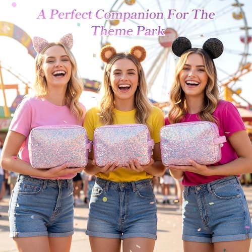 Hillban Ears Bag with Handle Ear Holder for Women Theme Park Fans,Pink - Image 2