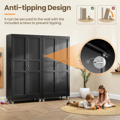 Yizosh 71"Black Metal Kitchen Storage Cabinet,Mobile Garage Storage Cabinet - Image 7
