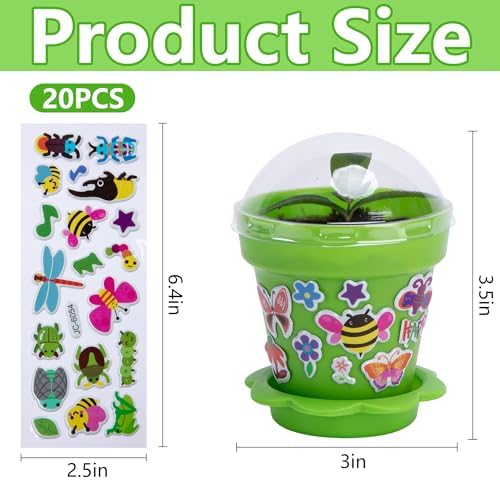 25 Packs Cupcake Plant Nursery Pots with Humidity Dome, Small Plastic Flower Plant Pots with 20 Sheet Stickers, Seeds Starter Pot Flower Planting Container for Seedlings Succulent Display (Mix Colors) - Image 2