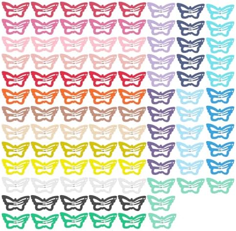 ECADY 100-Piece Metal Snap Hair Clips for Girls, Toddlers, and Kids - Perfect for Fine Hair, Thick Hair, and More - Featuring Fun Butterfly Designs by ECADY