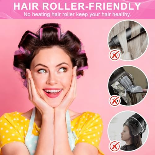 Super Jumbo Hair Rollers, 12 Pack Self Grip Salon Hairdressing Curlers, Hair Curlers Sets, DIY Curly Hairstyle for Long Hair, Colors May Vary, Jumbo Plus - Image 4