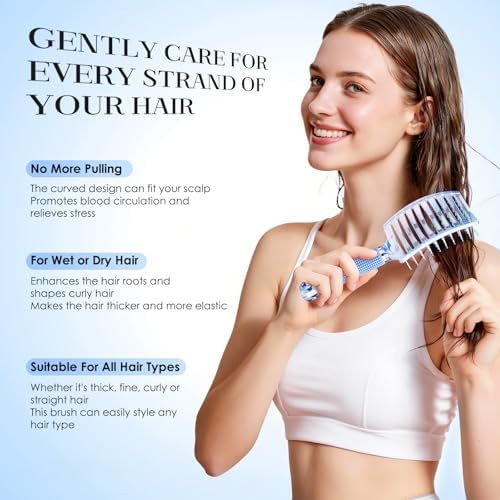 Bsisme Hair Brush Set, Detangler Curved Vent Hairbrush Faster Blow Drying - Image 3