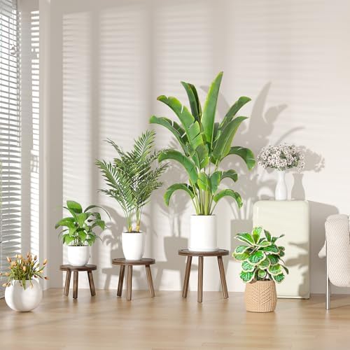 5-Pack Wood Plant Stands Indoor, Single Plant Stand for 6-12 Inch Pots, Mid-Century Modern Plant Stool, Tall Plant Stand for Large Plants for Living Room, Balcony, Office (Dark Brown) - Image 3