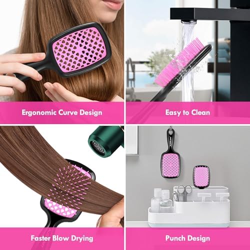 4 Pack Vented Detangling Hair Brush - Detangler Hairbrush with Soft Bristles for Effortless Tangle Free - Ideal for Wet Dry or Curly Damaged Hair for Women Men Kids - Image 5