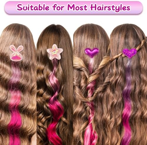 12 Pieces Hair Clips for Girls, Bow Curly Pink Gradient Hair Extensions for Kids, Little Girl Hair Clips Accessories for Ponytails Princess Dress Up - Image 6