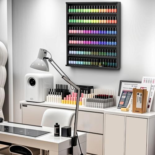 Kikihouse Wood Nail Polish Rack,6 Layers Wall Mount Nail Polish Organizer - Image 2