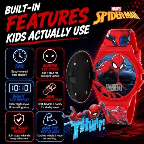 Marvel Spider-Man Kids Watches – Digital Display, Interactive Features, Adjustable Strap, Vibrant Spider-Man Graphics, Durable for Active Kids - Image 4