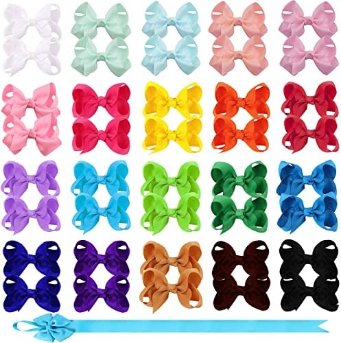 OAOLEER Hair Bow Clip, 20 Colors 3 Inch Grosgrain Ribbon Bows Hair Alligator Clips Hair Barrettes Hair Accessories for Girls Toddler Infants Kids Teens Children by Oaoleer