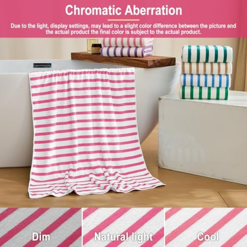 JML Microfiber Beach Towels Set of 6, 27" x 55", Cabana Stripe Pink - Image 5